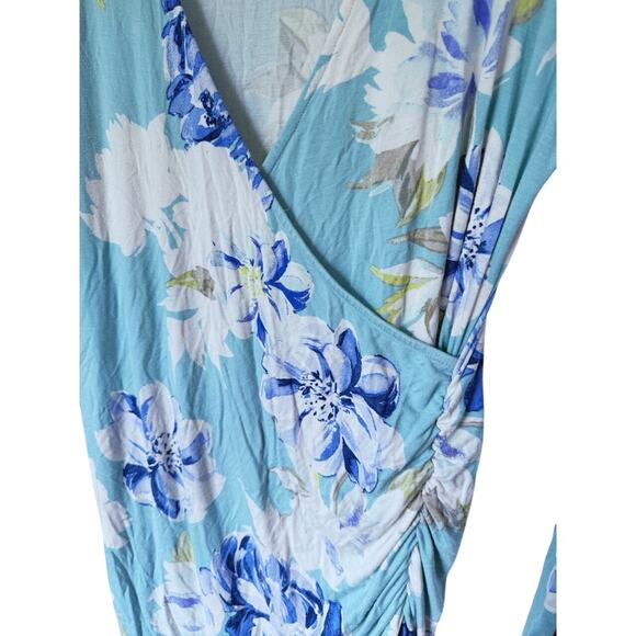 Yumi Kim Blue Floral Wrap Midi Maternity Dress Large Femme Romantic Cottagecore - Picture 9 of 9